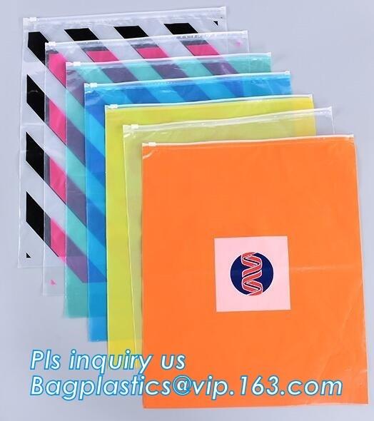 Garment EVA Frosty Slider Zipper Bag, Zipper Sealed Slider Gusset Cosmetic Bag Makeup Case Plastic Waterproof Bags, zip
