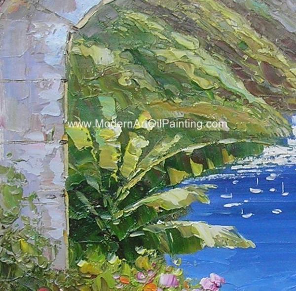 Modern Palette Knife Oil Painting  , Scenery Garden Flower Painting Thick Oil