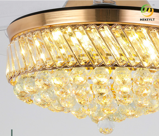 Современный роскошный невидимый свет потолочного вентилятора Кристл лопатки вентилятора 42 дюймов 4 для столовой