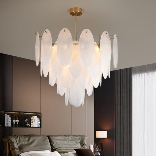 Modern chandeliers for living room glass round art décor leaf chandelier(WH-MI-320)