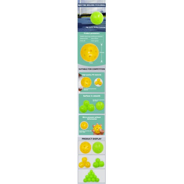 Indoor Outdoor Pickle Ball 40 Hole Pickleball Practice Ball 74 Mm