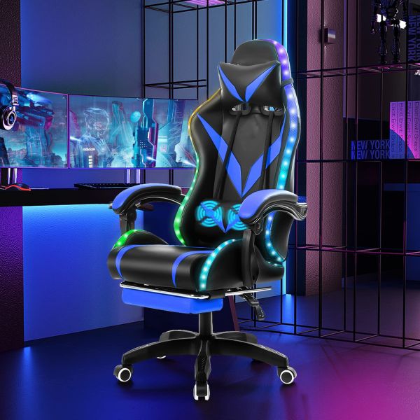 Polyvinyl Chloride Frame Material RGB Gaming Chair with Massage and Led Lights Perfect