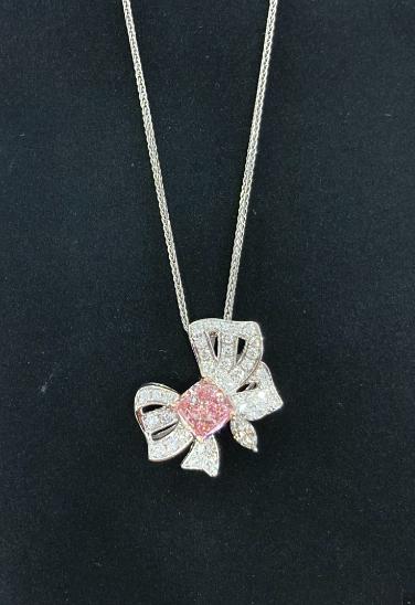 2.31ct cushion shape necklace  Light pink VS1`  Lab Grown Diamonds 18K white gold