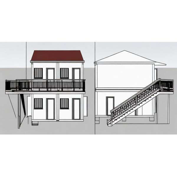 Résidentiel 2 étages maisons modulaires avec terrasse chambre solaire couleur optionnelle