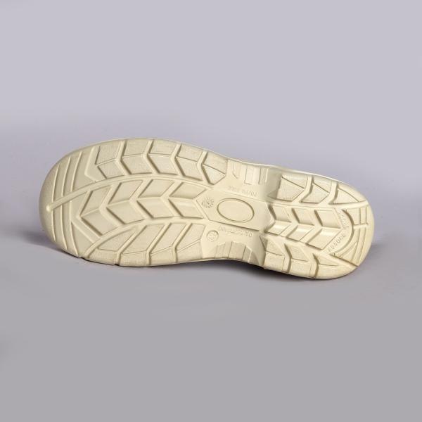 White Low Cut Safety Shoes Comfortable Insole Embossed Cow Leather Upper Slip Resistant PU Outsole