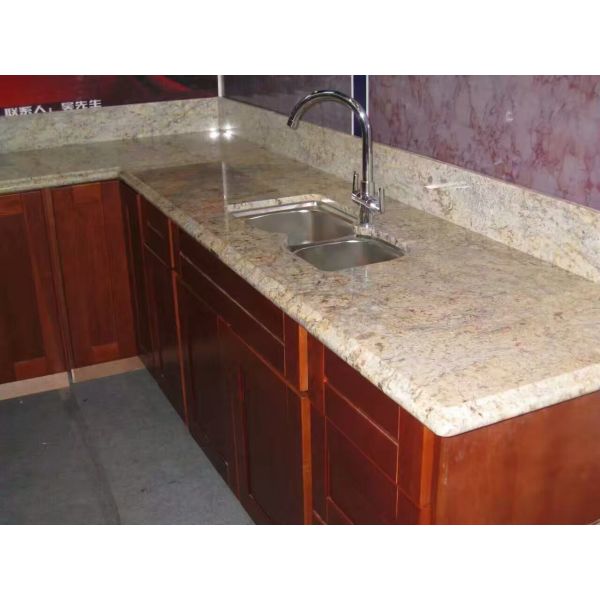 Golden Solid Granite Countertops , Kitchen / Bathroom Granite Countertop Slabs
