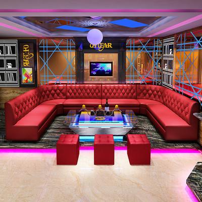 Grande sofá secional em forma de u de couro de 3 partes para o bar pequeno da privacidade do espaço KTV