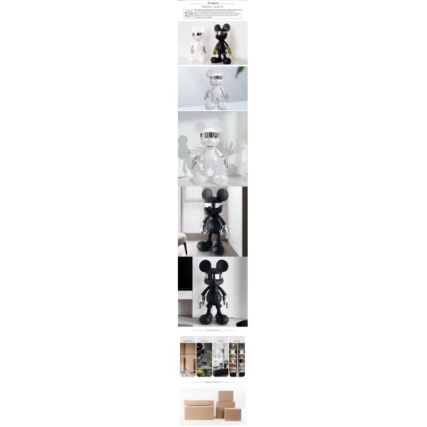 Living Room and Bar Decor Ceramic Figures with Modern Cyberpunk Mickey Mouse Design