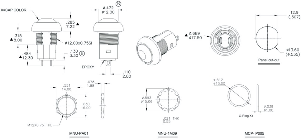 PA Series Waterproof Power Switch IP67 Life Endurance 50000~1000000 Self - Locking