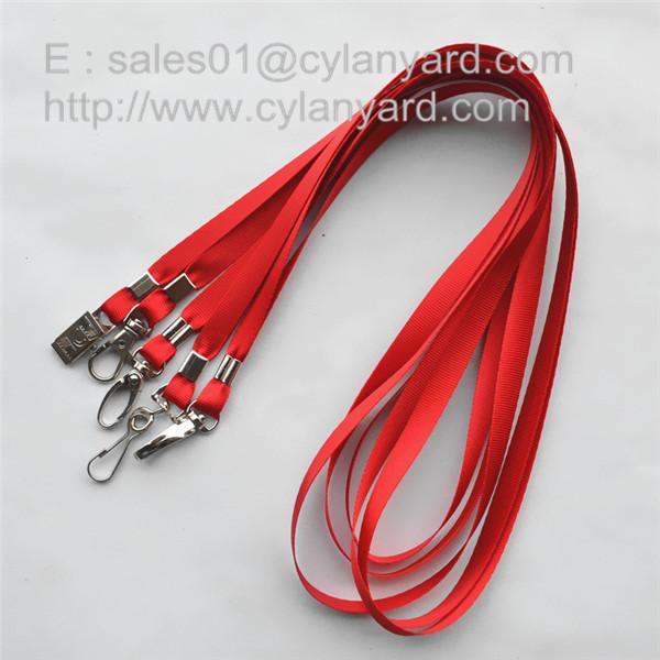 Metal crimp polyester lanyard with metal clip, polyester neck strap with metal crimp,