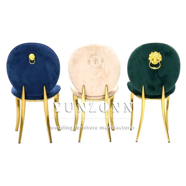 Wholesale Dining Room Furniture Nordic Velvet Green Luxury Gold Stainless Steel Base Hotel Fabric Dining Chair