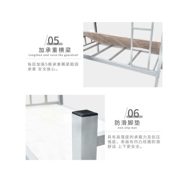 1800*1800*2000 Size Bunk Style Metal Double Deck Bed for Dormitory Bedroom Furniture