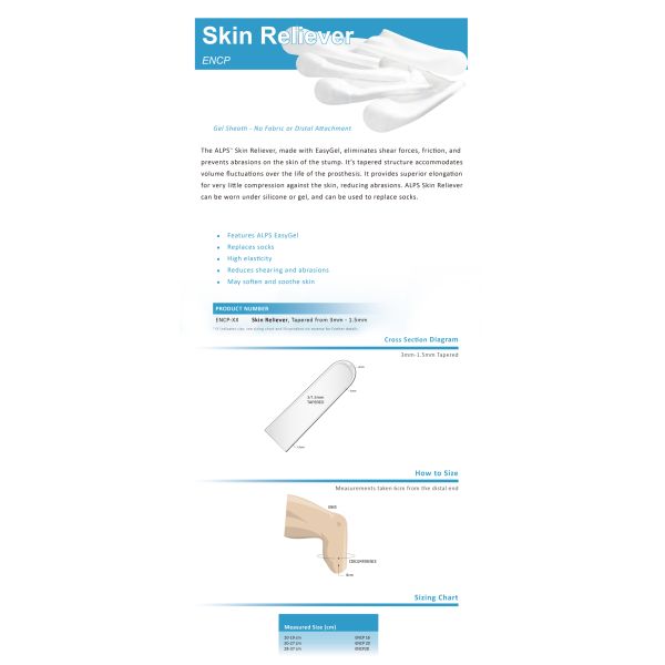 37cm ALPS Prosthetic Liners , ALPS Skin Reliever Gel Sheath
