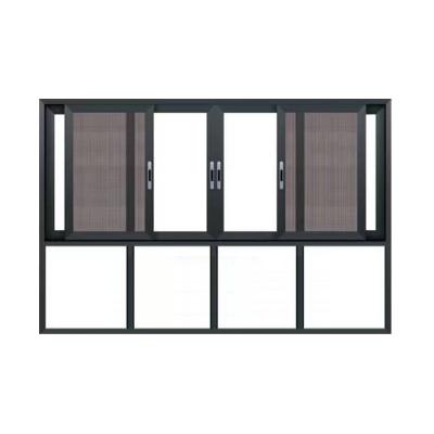 Horizontal Aluminium Sliding Windows Tinted Glass With Fiberglass Flyscreen