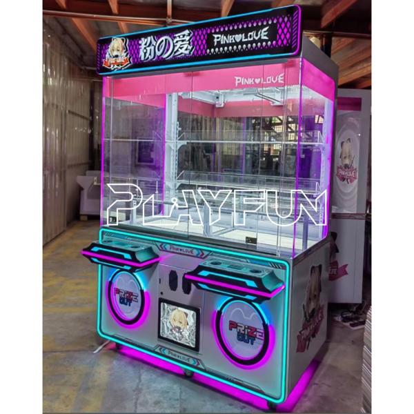 Playfun High Quality 2 Players Baby Catcher Crane Machine Mini Plush Doll Prize Machine Claw Pink Love Coin Operated Arcade