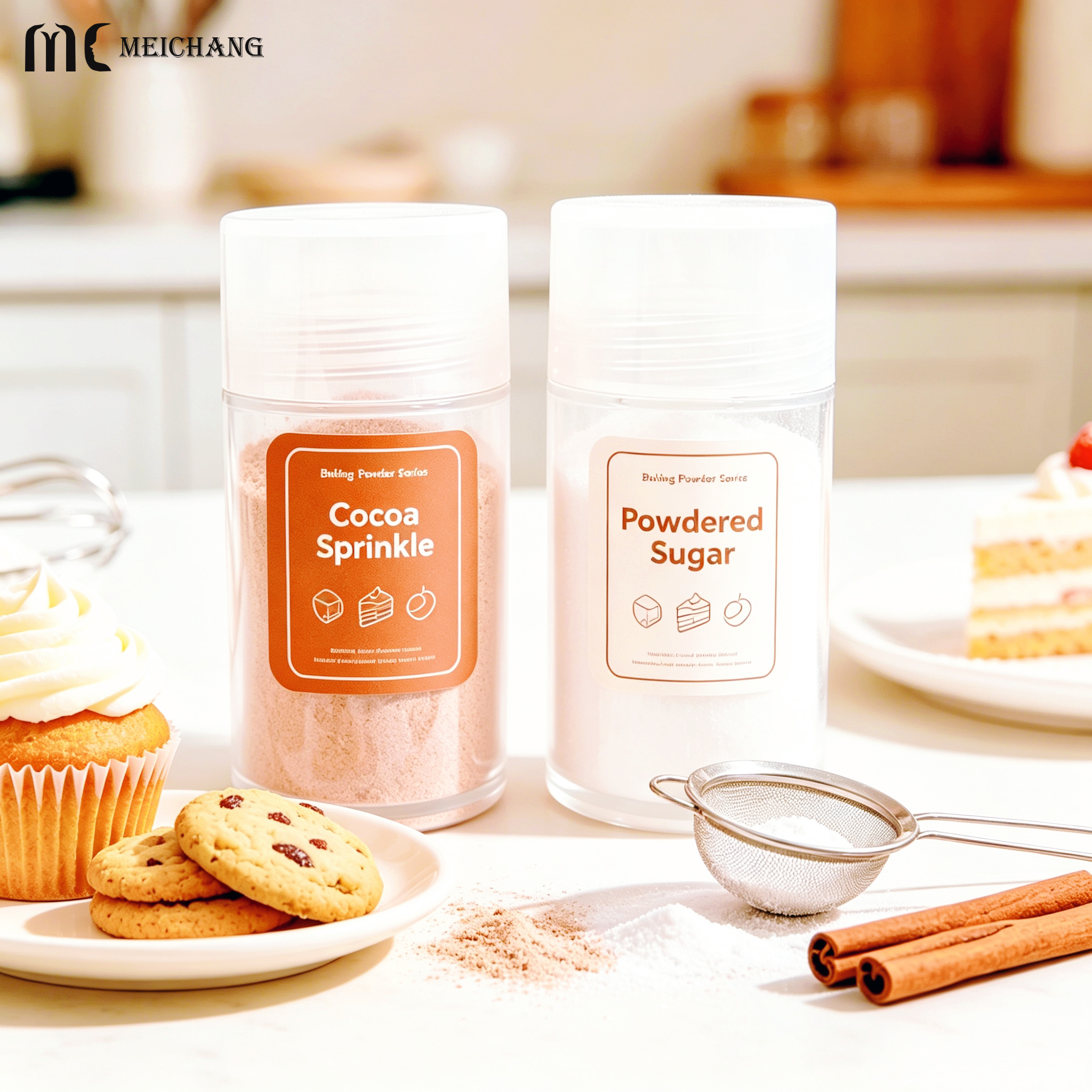 100g Plastic Powder Shaker Bottle with Double Cap for Spices & Baking Powders (MC-1511)