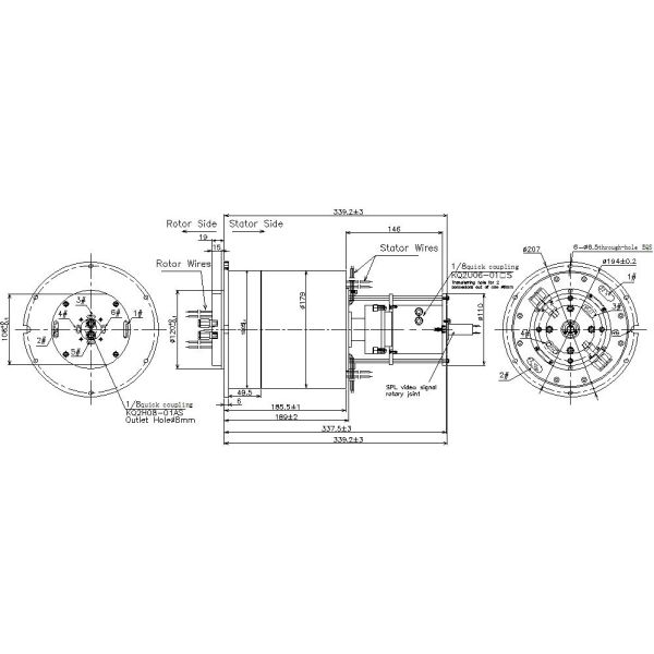 95 Circuits Pneumatic Hydraulic and Electrical Integrated Slip Rings with 10 Million Turns