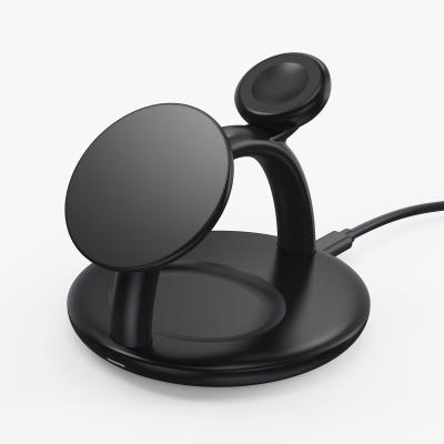 Estação de carregamento triplo portátil - Carregamento rápido magnético de 15W para telefone, relógio e fones de ouvido, qualidade certificada, espaço