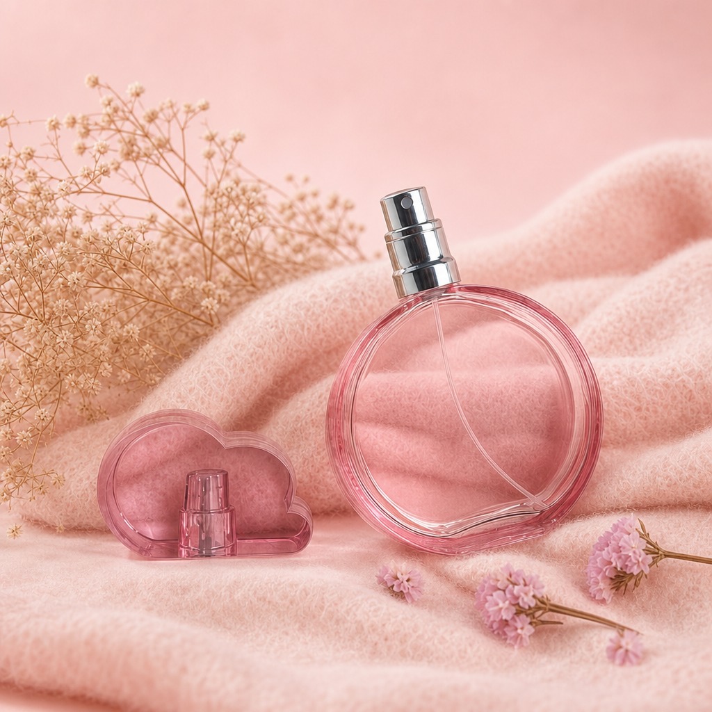 50ml 100ml Glass Perfume Bottles Round Empty Spray Cloud Shaped Cap Crimp Neck