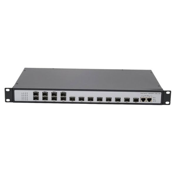 1U Rackmount Gigabit Ethernet Fiber Switch 16SFP 2RJ45 Copper to Fiber Media Converter