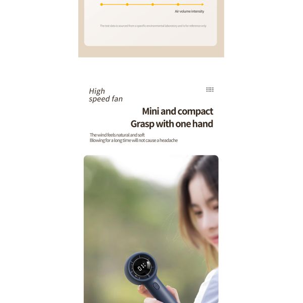 Summer Standing Bladeless Mini Portable Fan Handheld Rechargeable Fan Foldable Design