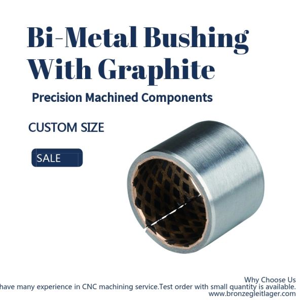 Precision Machined Components Split Self Lubricating Bimetal Bushing With Graphite
