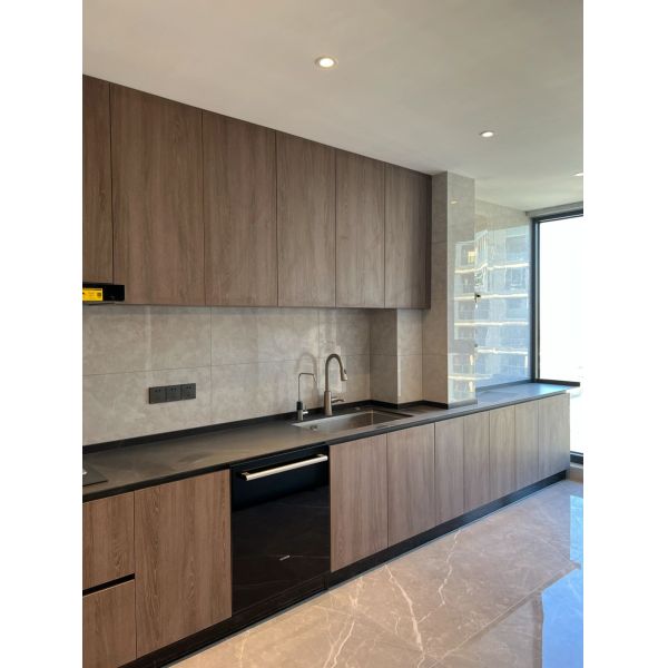 White And Timber Contemporary Modern Design Small Space Kitchen Cabinets