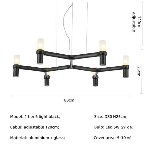 Crown Major Pendant lamp Nordic Tube chrome chandelier  Crown Plana Mega Pendant（WH-AP-637）