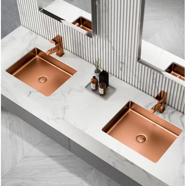 Undermount Bathroom Stainless Steel Vessel Sinks Rectangular Shape SUS304 Material