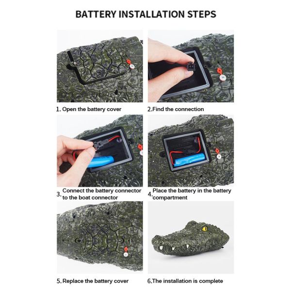 2.4ghz Controle remoto RC Simulação de barco RC Crocodilo cabeça Cor do exército