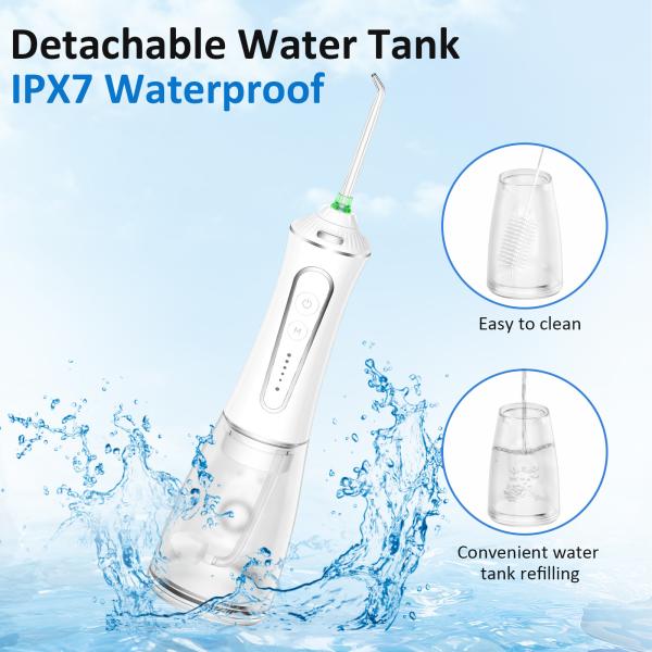 Portable Type Oral Irrigator Care Smart Powerful Detachable Dental Water Flosser for Teeth Water 5 Nozzles Pik 300ml Usb