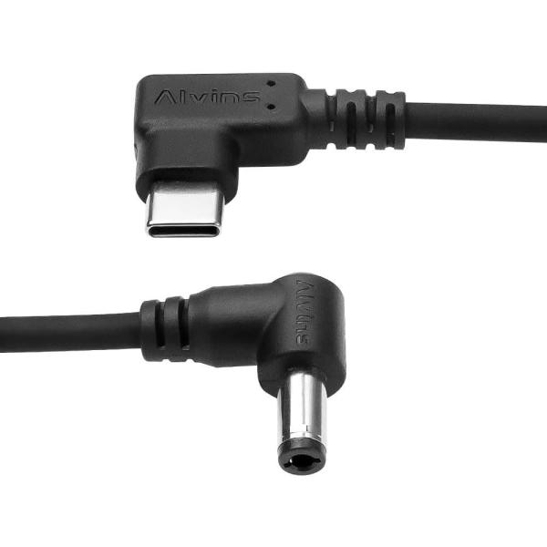Câble d'alimentation CC vers USB-C à angle droit Alvin's Cables, câble de charge PD pour Blackmagic Video Assist Monitor, 30 cm/11,8 pouces