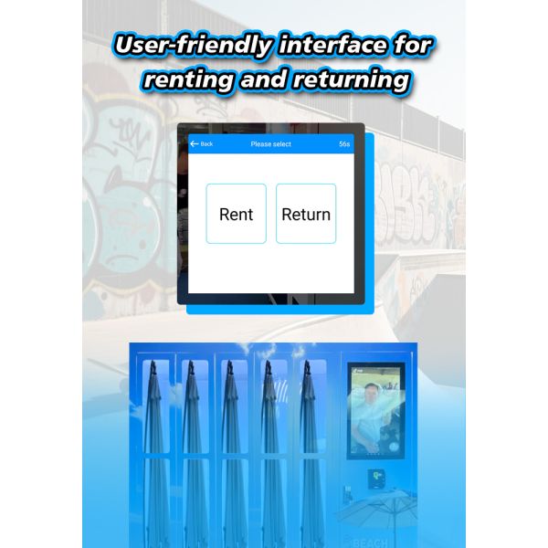 Smart Beach Umbrella Rental Vending Machine with Card Reader for Resorts & Beachfront Venues