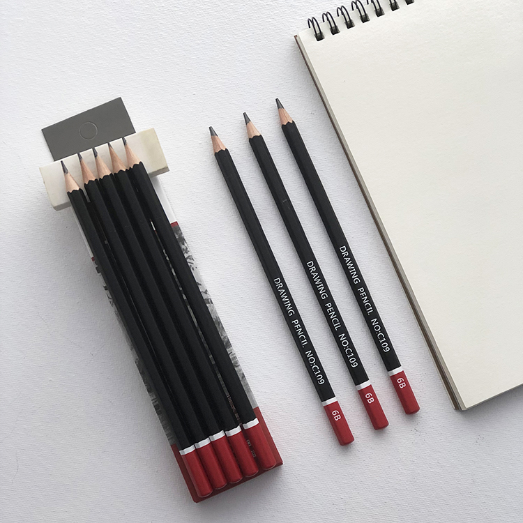 High quality art black 8B specifications woodensketch pencil set