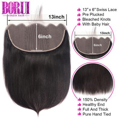 Pre Plucked 13x6 Virgin Human Hair , Transparent  Lace Frontal With Baby Hair