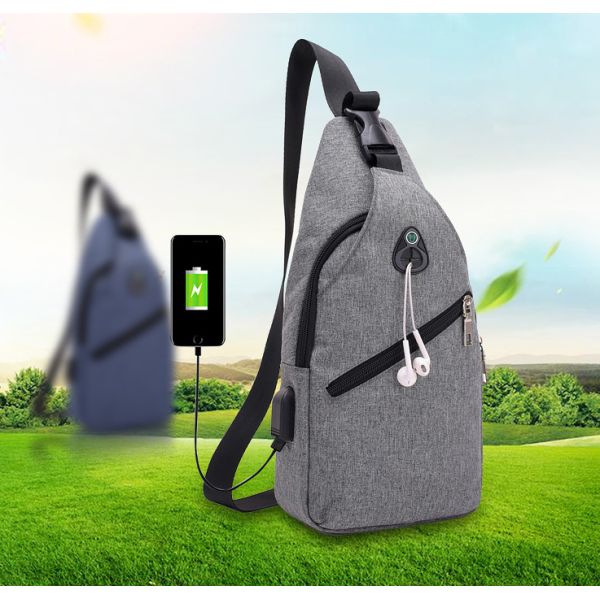 Multipurpose Crossbody Sling Bag With Usb Charging Port Oxford Fabric Waterproof