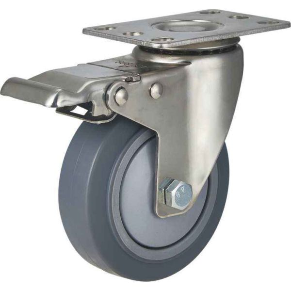 Single Bearing TPR Medium Casters Industrial Swivel Brake Wheel for Store Display Fixtures