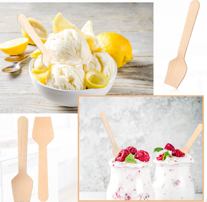 Disposable Wooden Dessert Spoon Ice Cream Spoon 95mm Party Gathering Cake Spoon