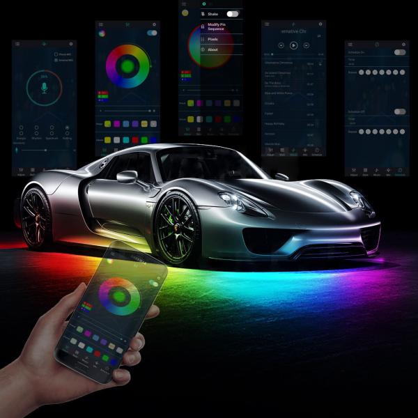 APP Control Music Rhythm RGB Flexible Strips LED Cars Underbody System Atmosphere Light
