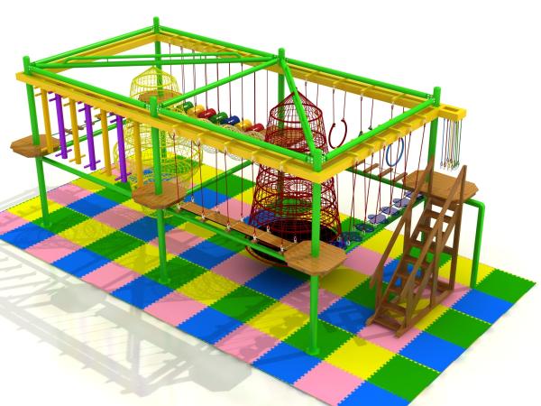 children climbing equipment challenging game area rope course with one level