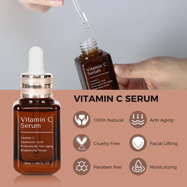 Suero facial reparador antiedad, iluminador e hidratante con vitamina C orgánico al por mayor para el cuidado de la piel