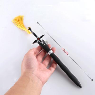 22Cm Anime Sword Keychains Art Online Character Prop Elucidator Black Mini Metal Sword Key Chain Gift Toys