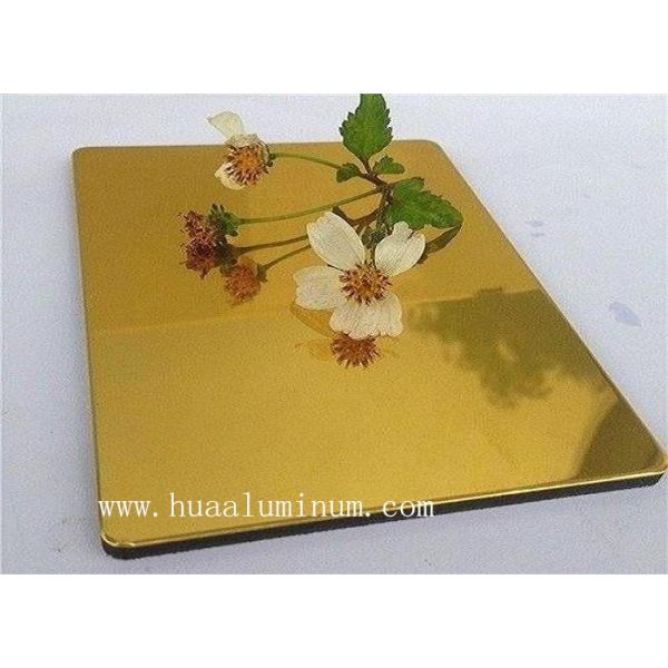 Antibacterial Golden Mirror Aluminium Composite Panel , ISO 6mm ACP Sheet