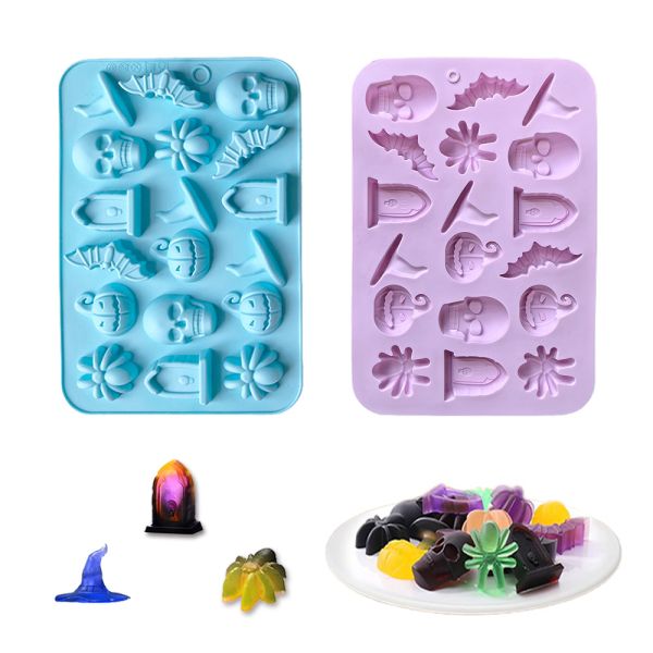 Disposable Eco-Friendly Silicone Halloween Chocolate Spider Skeleton Ice Tray Cake Tools Moulds Resin Mold Single Piece