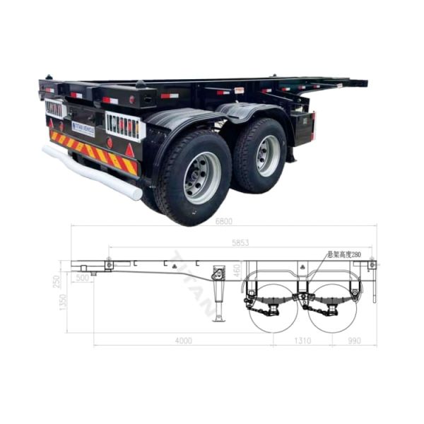 TITAN 2023 20/40 Foot Seaport Container Transfer Skeletal Special Semi Trailer for Sale Near Me