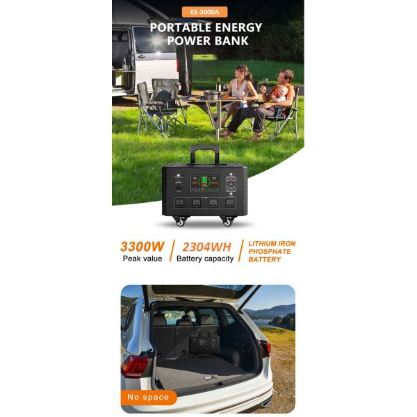 Leakage Protection Portable Solar Battery Charging Station 2.3KWH 3.3KW For Fast Charging