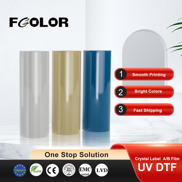 FCOLOR 30cm 60cm Transfer AB Film Roll to Roll UV Dtf Sticker Film for Cup Wrap Transfer Printing Mugs Sticker Paper UV DTF Film