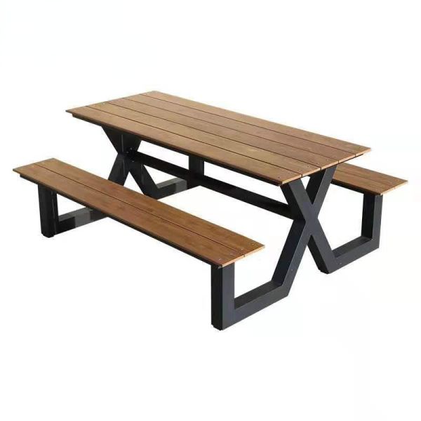 Plastic Wood Desk Top Waterproof Aluminium Frame Mountain Park Bench Chair for Outdoor