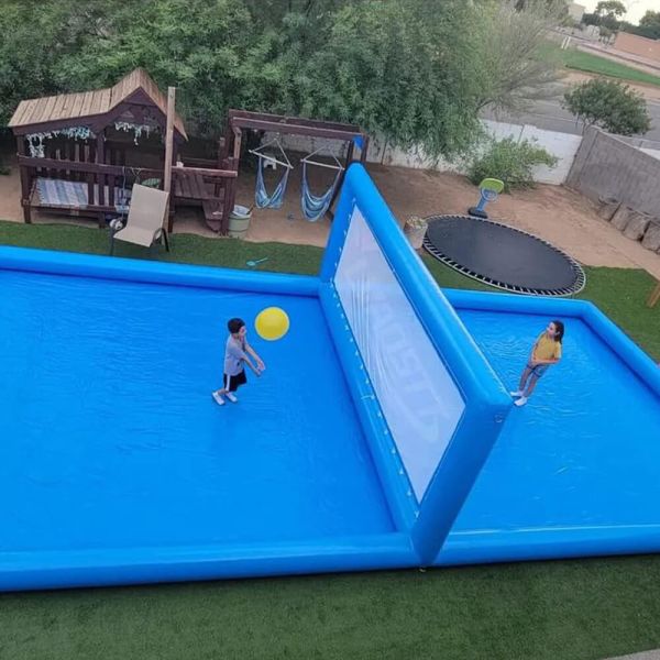 Castle Design Swimming Pool Inflatable Giant Volleyball Court with Customized Color