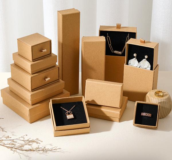 Custom Kraft Jewelry Box Set with Drawer Organizers